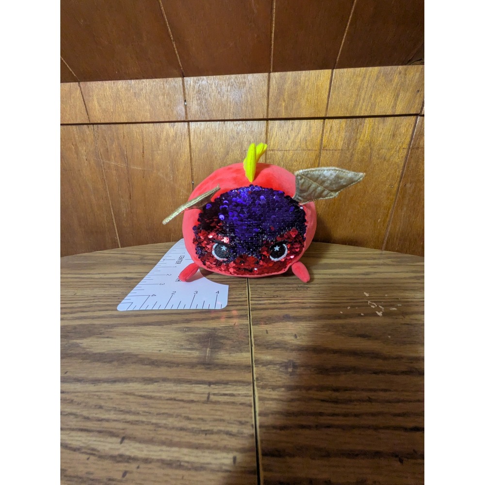 Moosh-Moosh Plush Dragon Red Reversible Sequin Face Gold Wings 6 Inch Toy